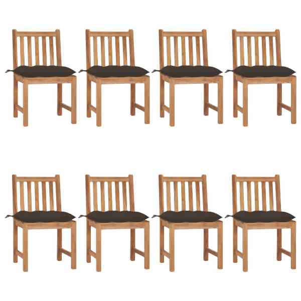 vidaXL Gartenstühle 8 Stück mit Kissen Massivholz Teak, 3073165