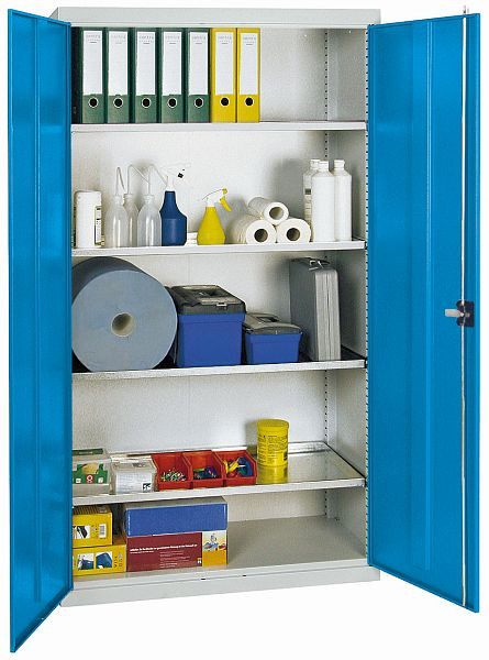 stumpf Werkzeugschrank, Höhe 180 cm, 4 Fachböden, lichtgrau / lichtblau, 2008078
