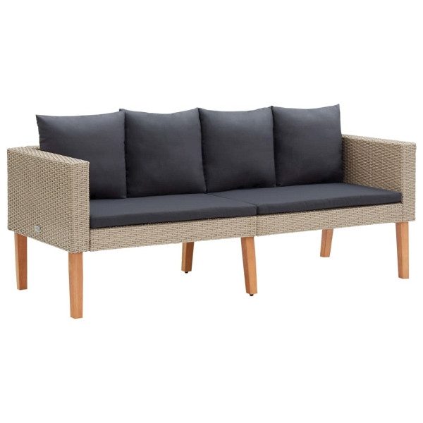 vidaXL 2-Sitzer-Gartensofa mit Auflagen Poly Rattan Beige, 310215