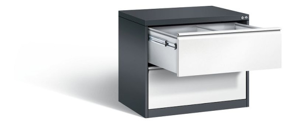 C+P Hängeregistraturschrank Acurado, H733xB787xT590mm, Farbe: Schwarzgrau / Verkehrsweiß, Griffleiste, 12912-312 S10086