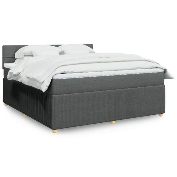 vidaXL Boxspringbett mit Matratze Dunkelgrau 180x200 cm Stoff, 3289836