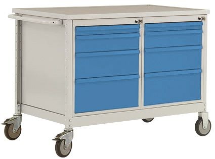 Manuflex ESD-Mobile Werkbank Modell 4 mit Schubfächer, BxTxH 1135 x 590 x 805 mm, Rubinrot, LW1004.3003