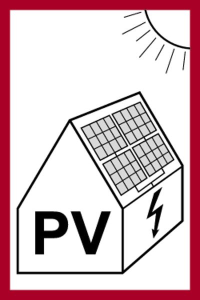 Schilder Klar Brandschutzzeichen PV (für Solaranlagen), angelehnt an DIN 4066, 100x150 mm Folie selbstklebend, 7911/61