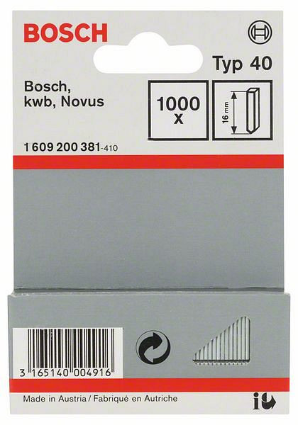 Bosch Stift Typ 40, 16 mm, 1000er-Pack, 1609200381