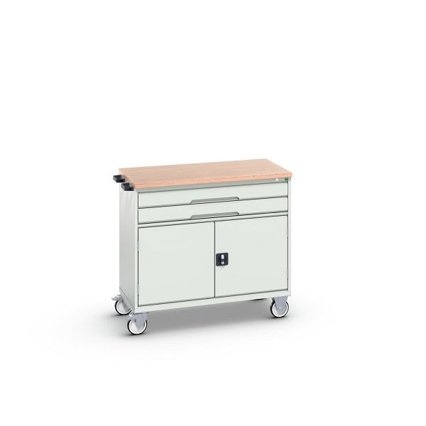 bott verso mobiler Schubladenschrank, mit 2 Schubaden, Tür und Multiplex-Top, BxTxH: 1050 x 600 x 980 mm, Lichtgrau / Lichtgrau, 16927060.16