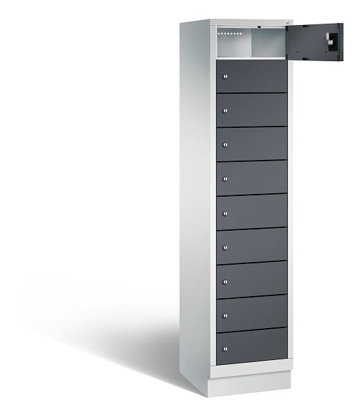C+P Schließfachschrank Evolo, H1850xB420xT500mm, Farbe: Lichtgrau / Schwarzgrau, 48020-1210 S10158