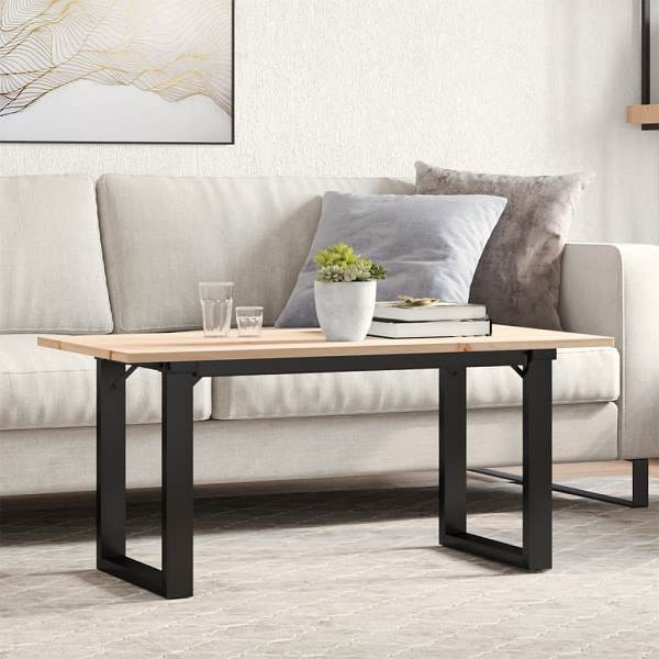 vidaXL Couchtisch O-Gestell 90x40x45cm Massivholz Kiefer und Gusseisen, 3282664