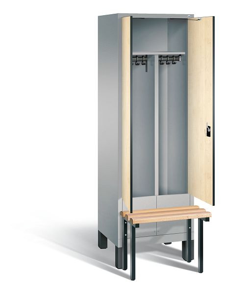 C+P Schwarz-Weiss-Spind Evolo, H1850xB610xT815mm, Farbe: Weißaluminium / Dekor Donau-Ahorn, 48032-20 S10106