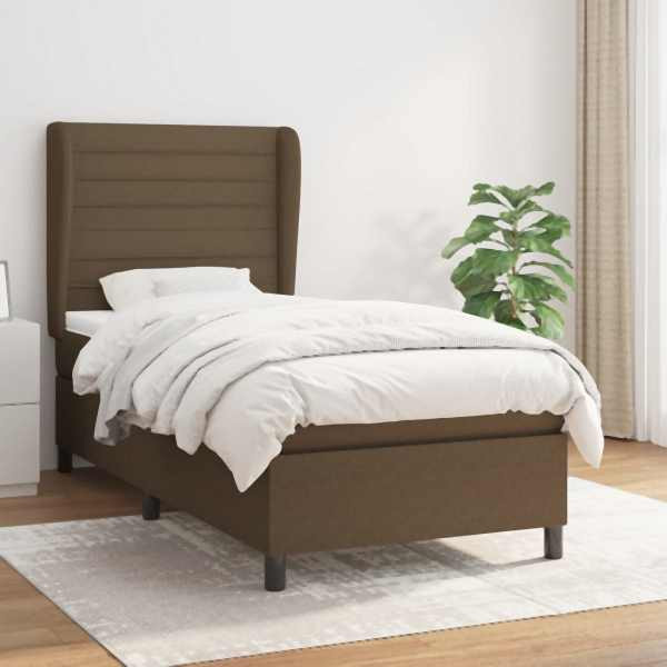 vidaXL Boxspringbett mit Matratze Dunkelbraun 90x190 cm Stoff, 3128008
