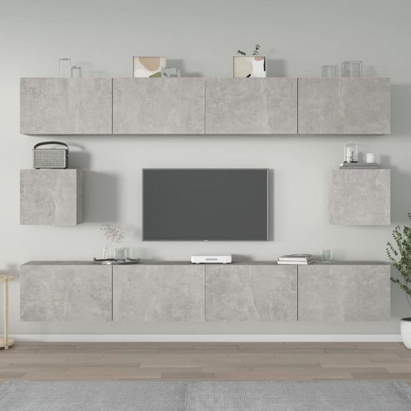 vidaXL 6-tlg. TV-Schrank-Set Betongrau Holzwerkstoff, 3114369