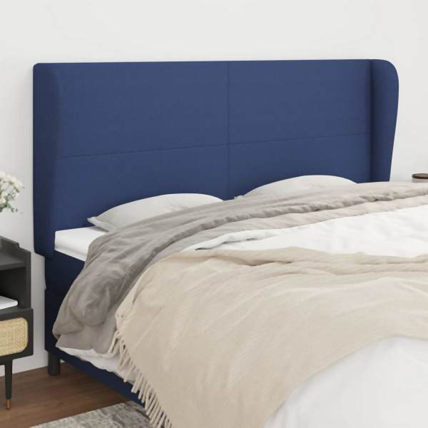 vidaXL Kopfteil mit Ohren Blau 203x23x118/128 cm Stoff, 3117704
