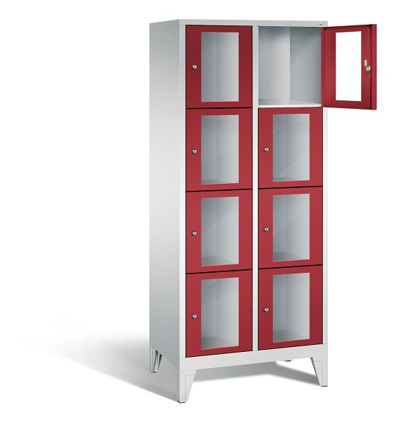 C+P Schließfachschrank Classic, H1850xB810xT500mm, Farbe: Lichtgrau / Rubinrot, 8010A224 S10001