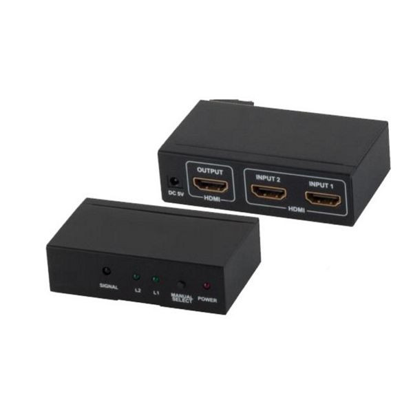 S-Conn HDMI Switch, 2x IN 1x OUT, 4K2K, 3D, Metallgehäuse, VER1.4, 05-02002