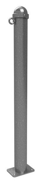 Schake Absperrstilpfosten Typ 477PB -ortsfest- zum Aufdübeln, Ø 76mm, mit Zierkappe, beschichtet RAL 7016, mit 1 Öse, 477PB+1