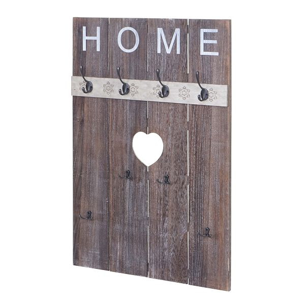 Mendler Wandgarderobe HWC-C89 Home, Garderobenpaneel Garderobe, Shabby-Look Vintage, 8 Haken 91x60cm, braun, shabby, 61914