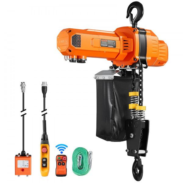 VEVOR Elektrischer Kettenzug 1000 kg, 3 m Hub, 230 V, 100 m Funk- & 2,4 m Kabelfernbedienung, Notstopp, für Fabriken, GDSDDHLHLJCK2RMWO001V2