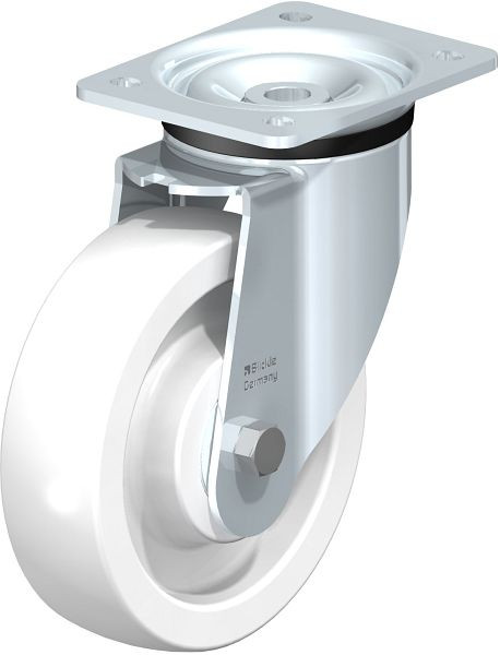 Blickle LK-SPO 175K Stahlblech-Lenkrolle, schwere Ausführung, mit Anschraubplatte, Polyamid, Weiß, 47753