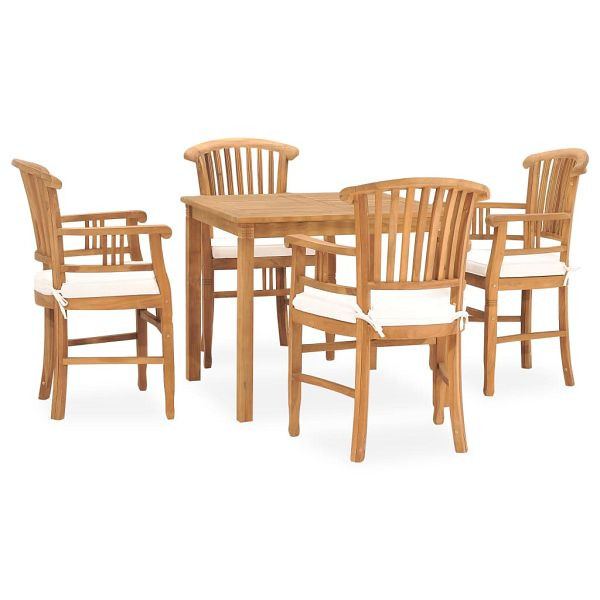 vidaXL 5-teilig Garten-Essgruppe mit Kissen Massivholz Teak, 3060011