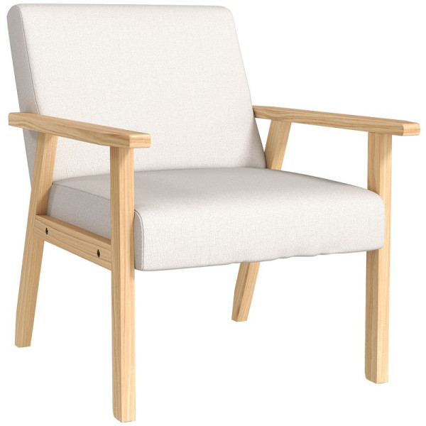 HOMCOM Polstersessel mit Armlehnen, Esszimmerstuhl in Leinenoptik, Massivholzrahmen, 64 x 70 x 72 cm, 835-233V00CW