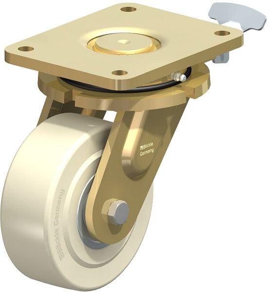 Blickle LS-GSPO 150K-35-RI4 Stahlgeschweißte Schwerlast-Lenkrolle, schwere Drehkranz-Ausführung, Gusspolyamid, Weiß, 640433