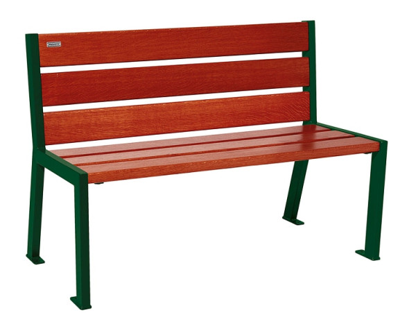Procity Sitzbank Silaos 6 Holzlatten, 1200 mm, Ohne Armlehne, Holz & Stahl, Mahagoni/RAL 6005, 209601.6005.ACAJ