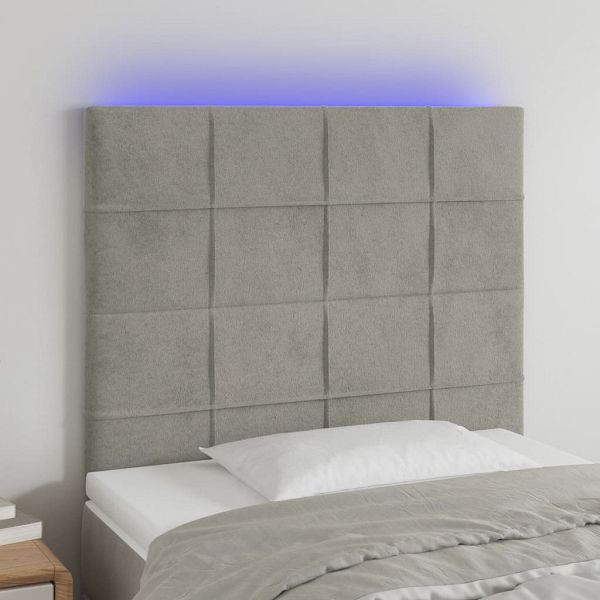 vidaXL LED Kopfteil Hellgrau 80x5x118/128 cm Samt, 3122454