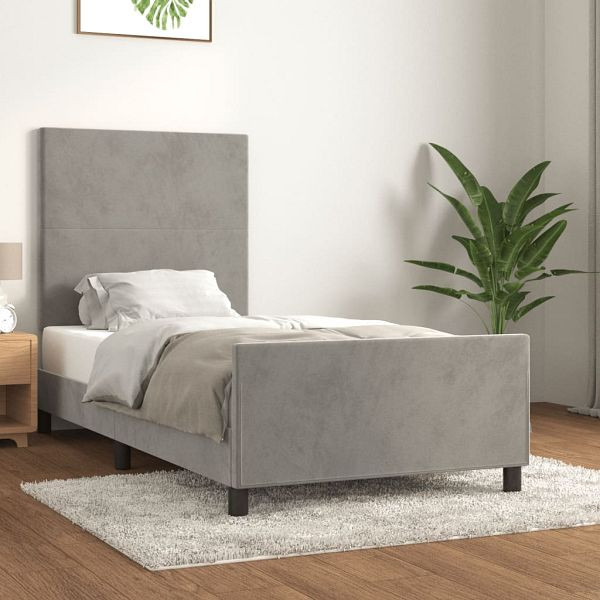 vidaXL Bettgestell mit Kopfteil Hellgrau 90x190 cm Samt, 3125605