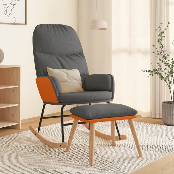 vidaXL Schaukelsessel mit Hocker Hellgrau Stoff, 3097401