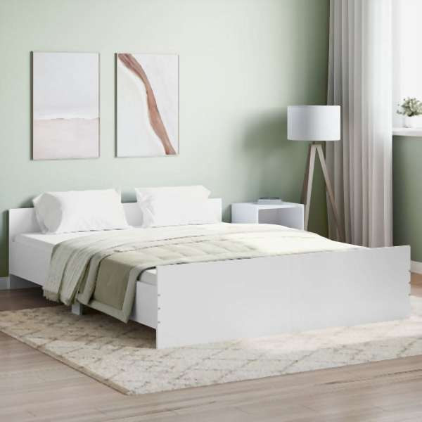 vidaXL Bettgestell mit Kopf- und Fußteil Weiß 160x200 cm, 3203761