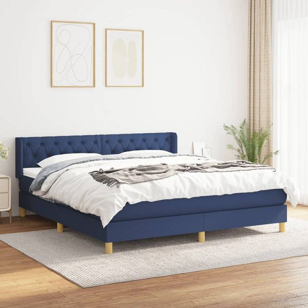 vidaXL Boxspringbett mit Matratze Blau 160x200 cm Stoff, 3130527