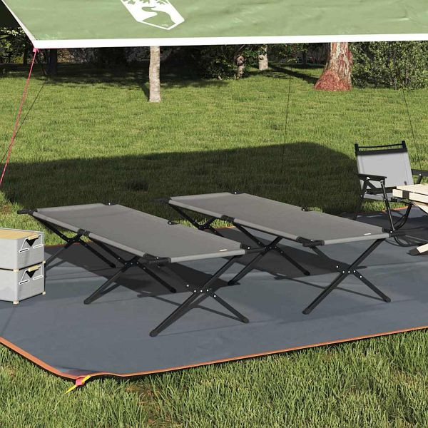 vidaXL Klapp Schlafbett fürs Camping 2 Stück Grau Oxford Stoff, 42003195