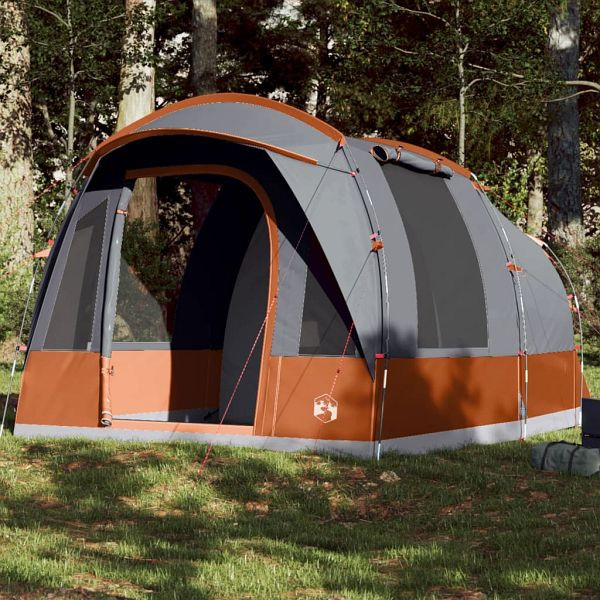 vidaXL Tunnelzelt 3 Personen Grau und Orange Wasserdicht, 94624
