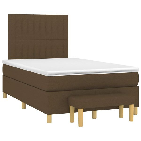 vidaXL Boxspringbett mit Matratze Dunkelbraun 120x190 cm Stoff, 3270421