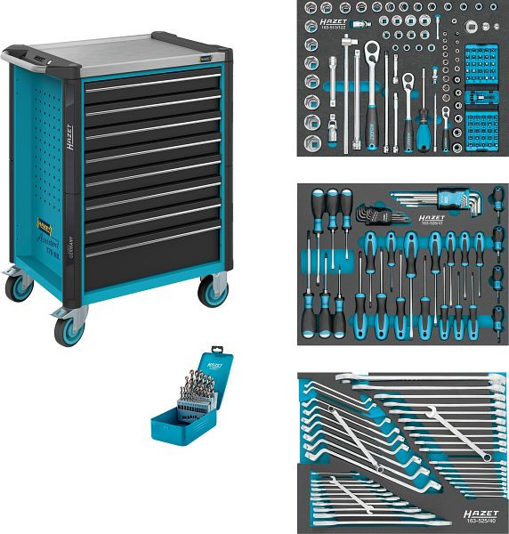 Hazet Werkstattwagen Assistent, Schubladen, flach: 8x81x522x398 mm, Anzahl Werkzeuge: 228, 179NX-8/228