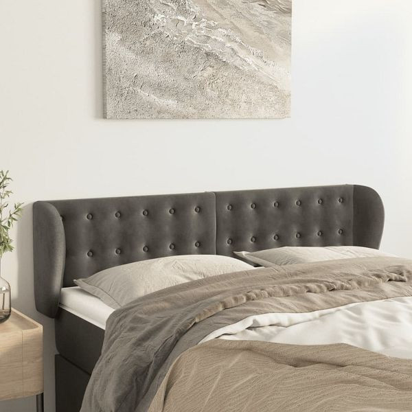 vidaXL Kopfteil mit Ohren Dunkelgrau 147x23x78/88 cm Samt, 3117627
