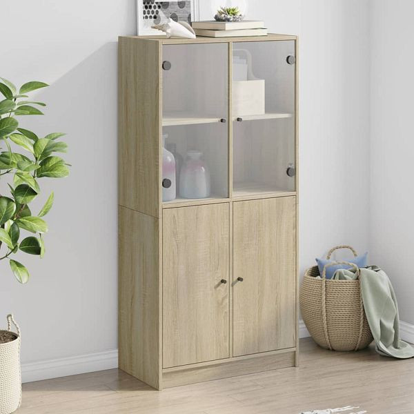 vidaXL Highboard mit Türen Sonoma-Eiche 68x37x142 cm Holzwerkstoff, 3295866