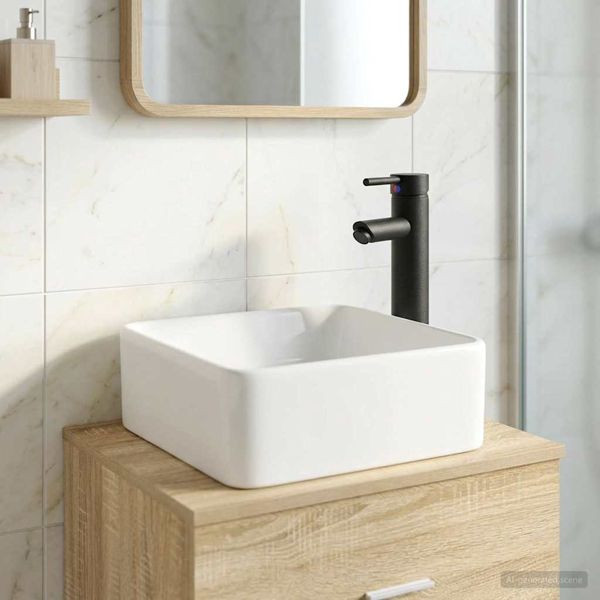 vidaXL Waschbecken fürs Badezimmer Matt Schwarz 49 x 37 x 14 cm Metall, 890253