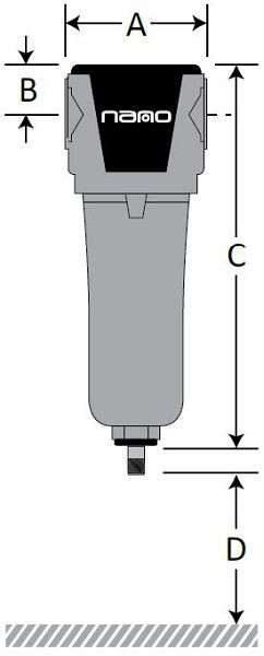 nano Zentrifugal-Wasserabscheider BSPP 1 1/4" Durchflussleistung: 476 Nm³/h 460mm, NFB 0280 WS