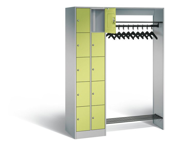 C+P Offene Garderobe Serie 8070, H1950xB1410xT480mm, Farbe: Weißaluminium / Viridingrün, 80720-00 S10209