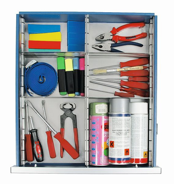 stumpf Einteilungs-Set, 1/2 verzinkt, 6-teilig, 100 mm hoch, für 100 mm hohe Schubladen der Serien T100/35, STS, ESTA und MovaFlex, 7001106