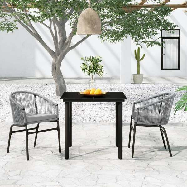 vidaXL 3-tlg. Garten-Essgruppe Grau, 3099233, 8720286912072