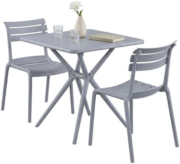 CLP Gartenmöbel-Set Vela mit 2 Stühlen, grau, 328036