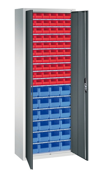 C+P Magazinschrank Serie 13, H1980xB700xT300mm, 7035/7016, Einlegeböden 15, 133113-22 S10141