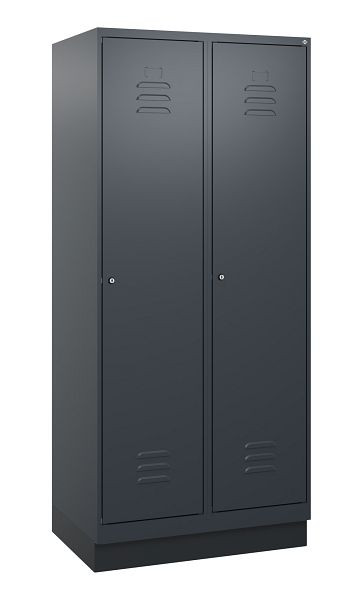 C+P Umkleidespind Classic PLUS mit Mitteltrennwand, Sockel, 2 Abteile, 1800x800x500mm, 7016/7016, Zylinderschlösser, 0800207-22F S10027