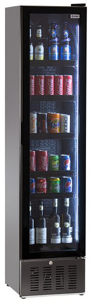 KBS Glastürkühlschrank 316 G Slim schwarz, 302160, 4059395060669