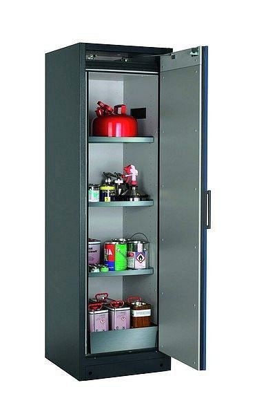 asecos Sicherheitsschrank Q-CLASSIC-90, Q90.195.060.R in enzianblau RAL 5010 mit 3x Fachboden (Edelstahl), 30073-047-33412