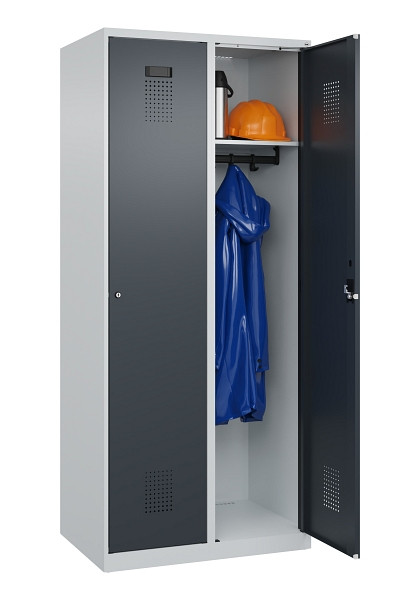 C+P Spind Evolo PLUS, 2 Abteile, 1850x800x500mm, 7035/7016, Verschluss Zylinderschloss, Ablageböden 2, 049000-22 S10039