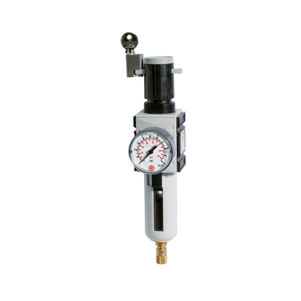 Riegler Filterregler »FUTURA«, PC-Behälter, SK, Manometer, BG 2, G 1/2, 0,5-16 bar, VA, 151803