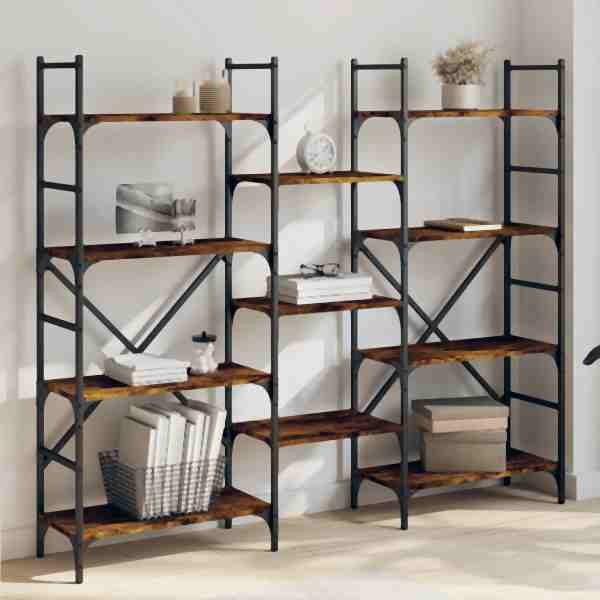vidaXL Bücherregal Räuchereiche 160x28,5x136,5 cm Holzwerkstoff, 838875