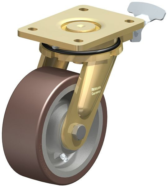 Blickle LS-GB 152K-RI4 Stahlgeschweißte Schwerlast-Lenkrolle, schwere Drehkranz-Ausführung, Blickle Besthane®, Braun, 852589